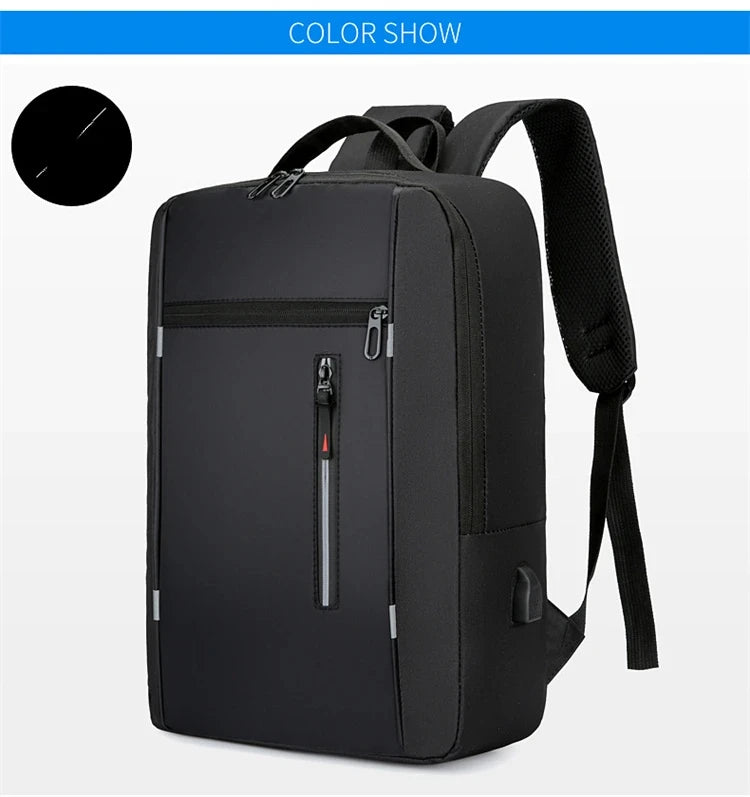 Men's Waterproof Oxford Laptop Backpack 15.6 Inch with USB Charging Port High Capacity Business Travel School Bag - Smarsty