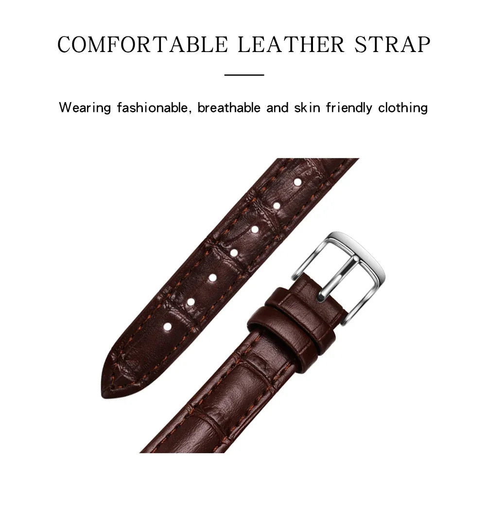 SANDA 1116 Women's Luxury Quartz Watch with Leather Strap - Smarsty