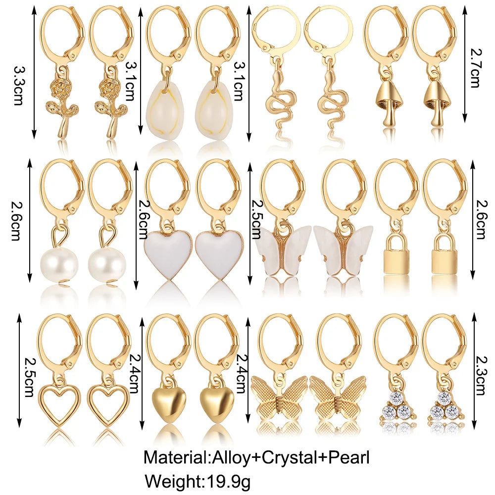 Heart Pearl Dangle Earrings Set for Trendy Women - Smarsty
