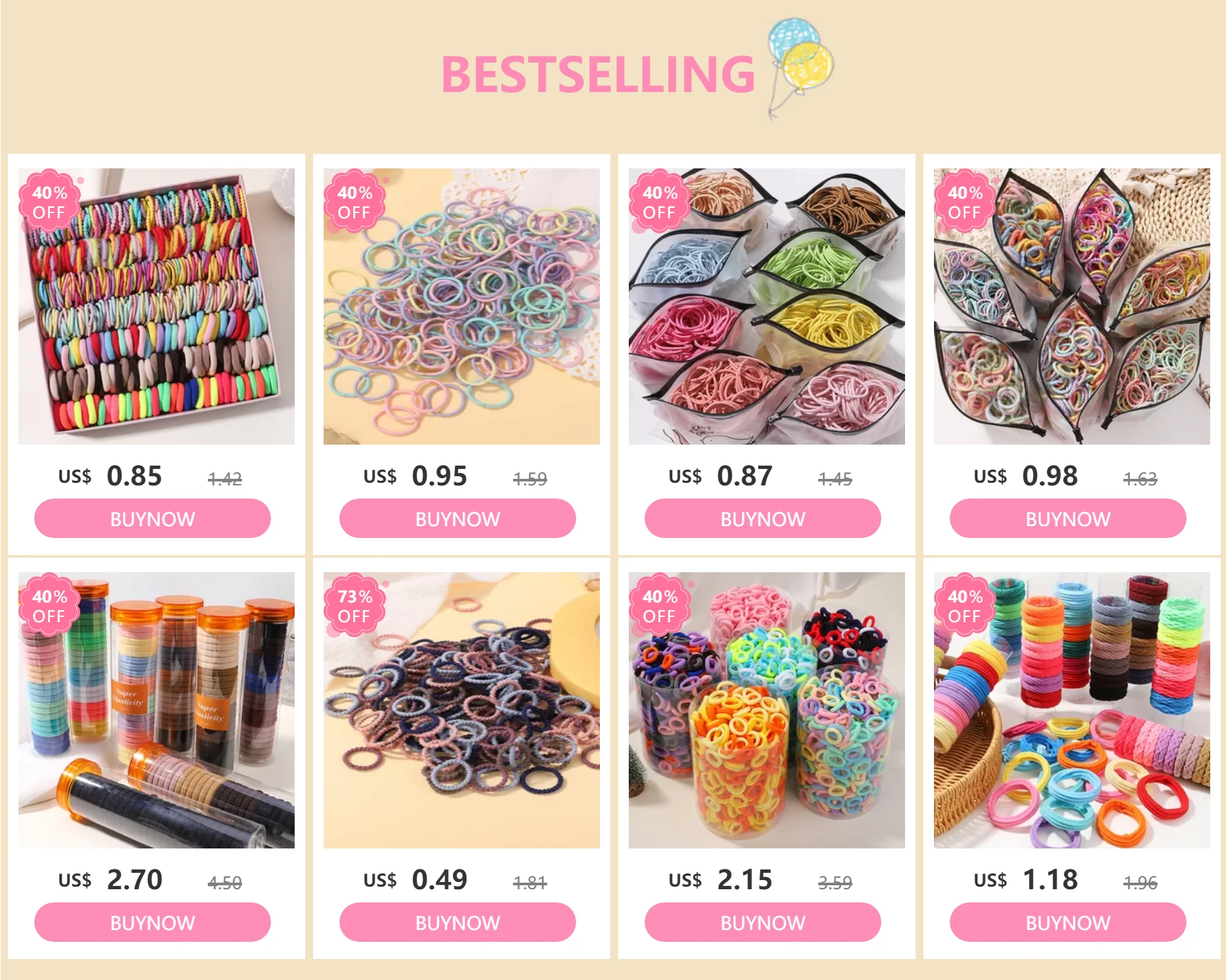 Girls Colorful Rubber Hair Ties Pack Durable Gentle - Smarsty
