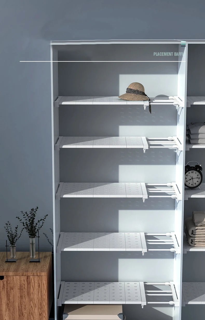Adjustable Closet Organizer Storage Shelf Wall Mounted Kitchen Rack Space Saving Wardrobe Decorative Shelves Cabinet Holder by Smarsty