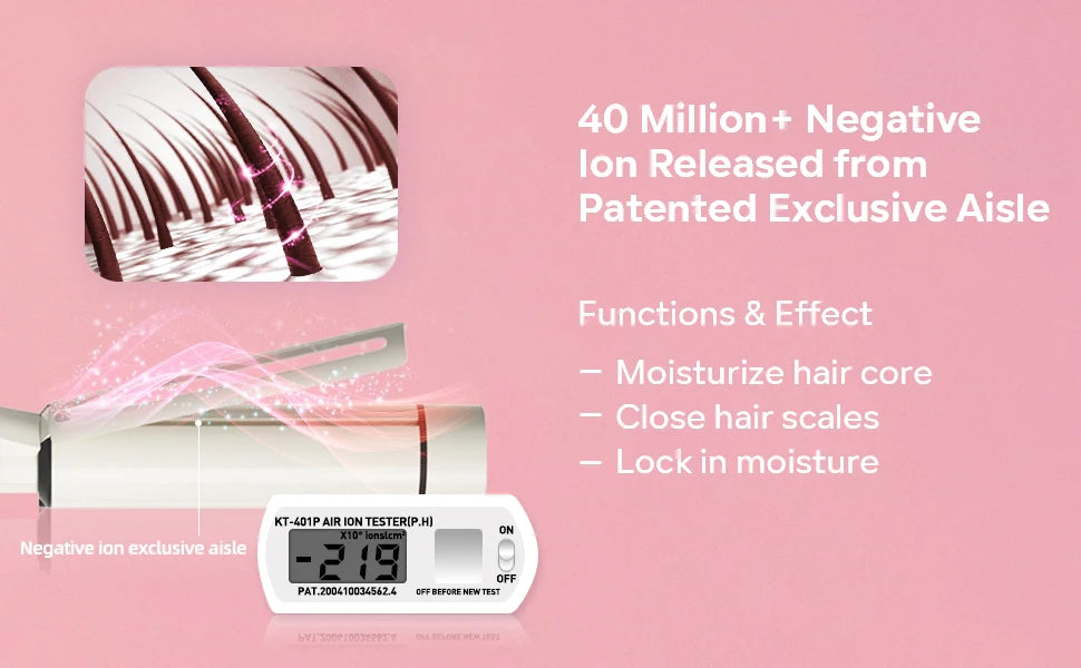 1.5 Inch Extra Large Curling Wand for Long Hair - Ceramic Tourmaline Barrel with 40000000 Negative Ions, 2 Clips - Smarsty