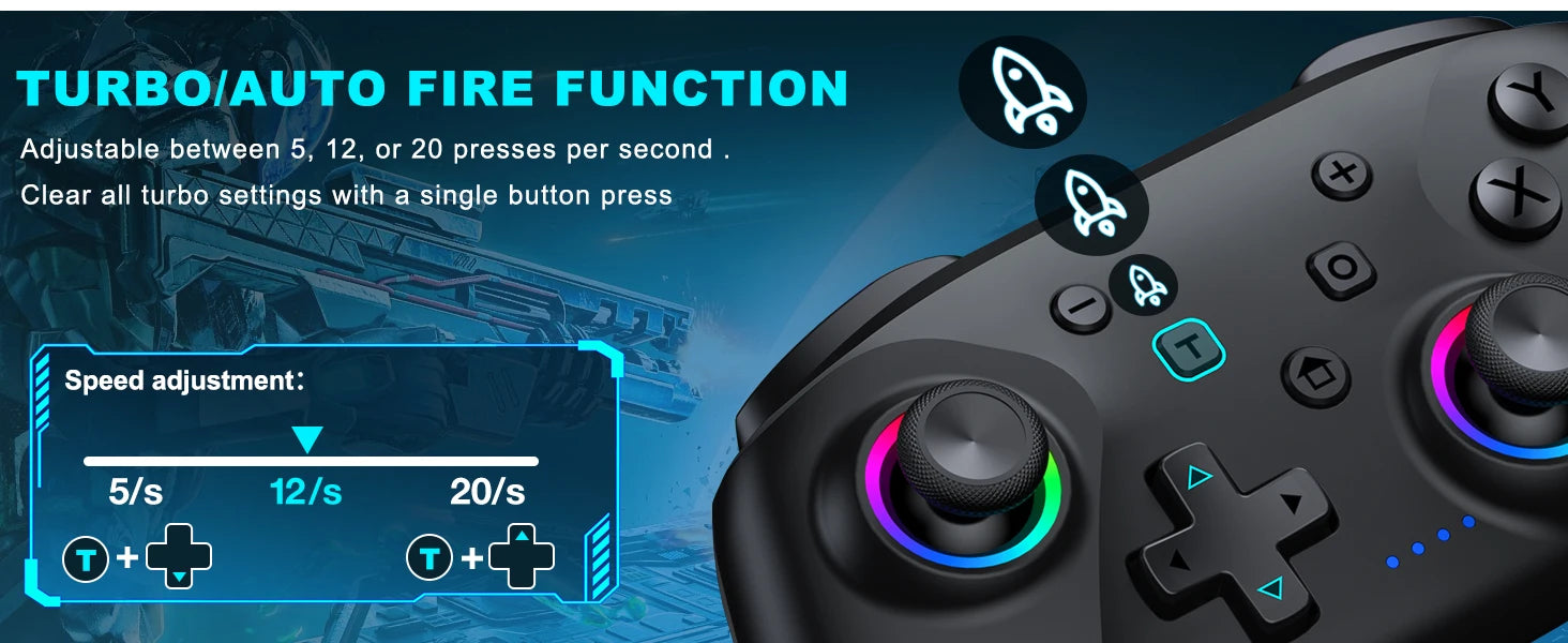 Dinofire Wireless Bluetooth RGB Controller for Nintendo Switch - Smarsty