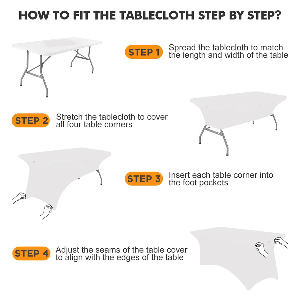 6FT Black Spandex Table Cloth Wrinkle Resistant Cover - Smarsty