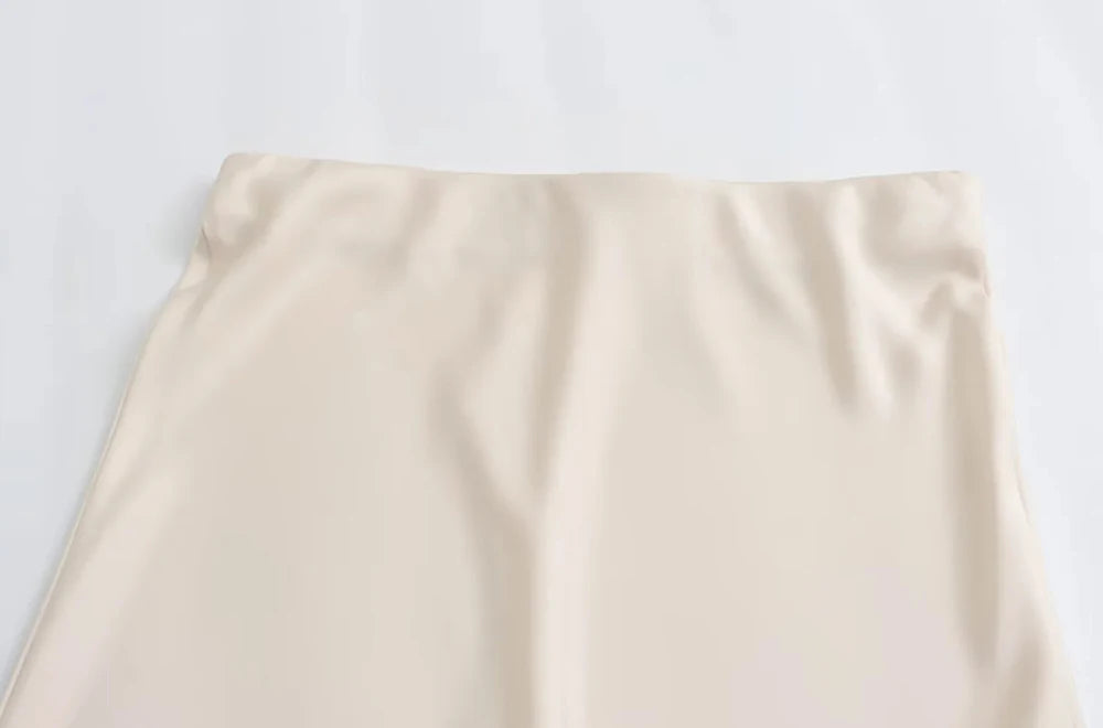Women 2025 Satin Black Skirt Women High Waist Long Skirts for Women Summer White Midi Skirt Office Elegant Daily Skirts - Smarsty