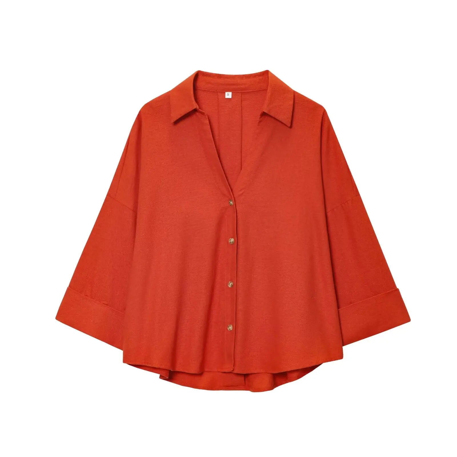 HipSeam Wide Sleeved Shirt Women Spring Asymmetric Hem Button Women's Shirts Simple Lady Johnny Collar Linen Shirts & Blouses - Smarsty