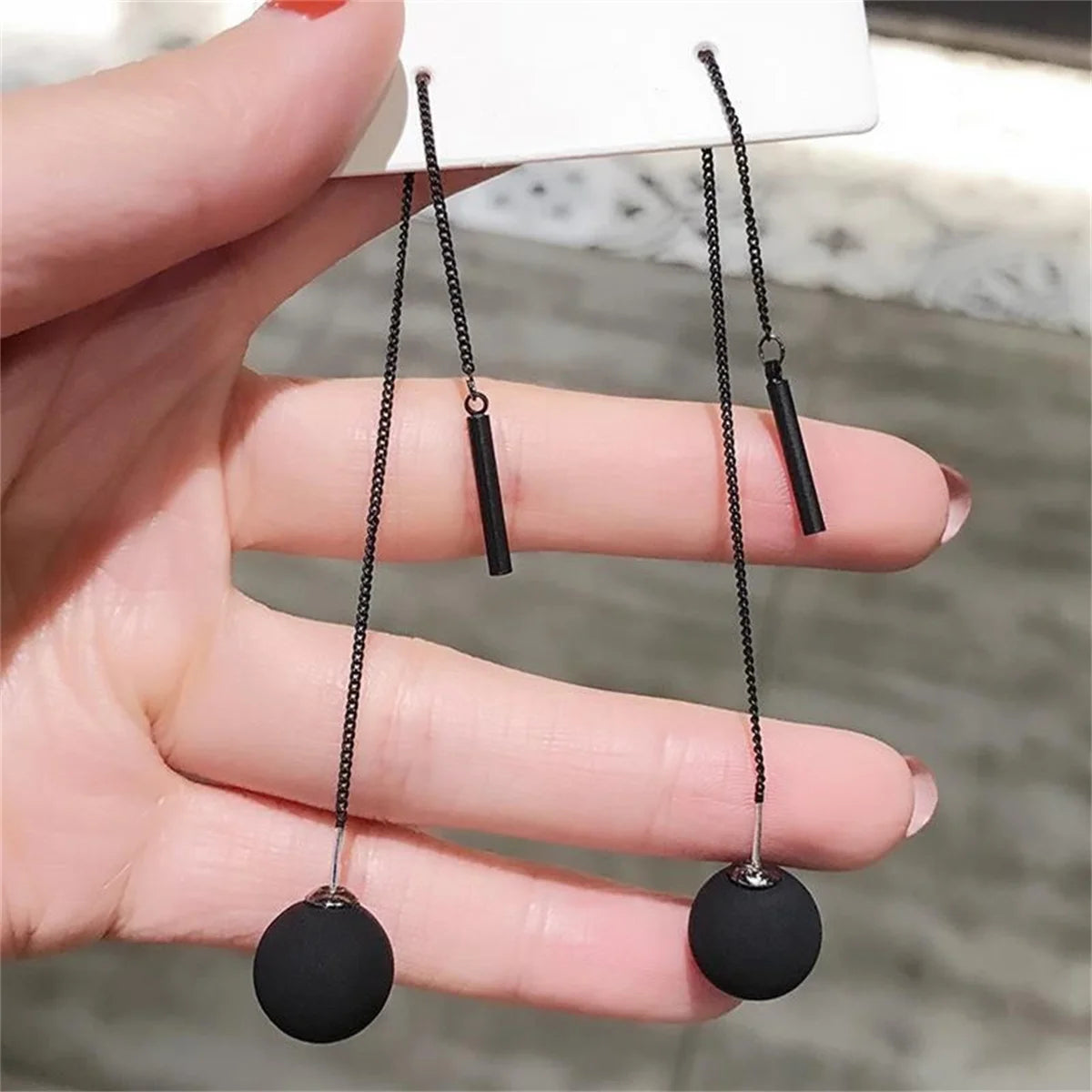 Vintage Punk Black Flower Drop Earrings for Women Geometric Style - Smarsty