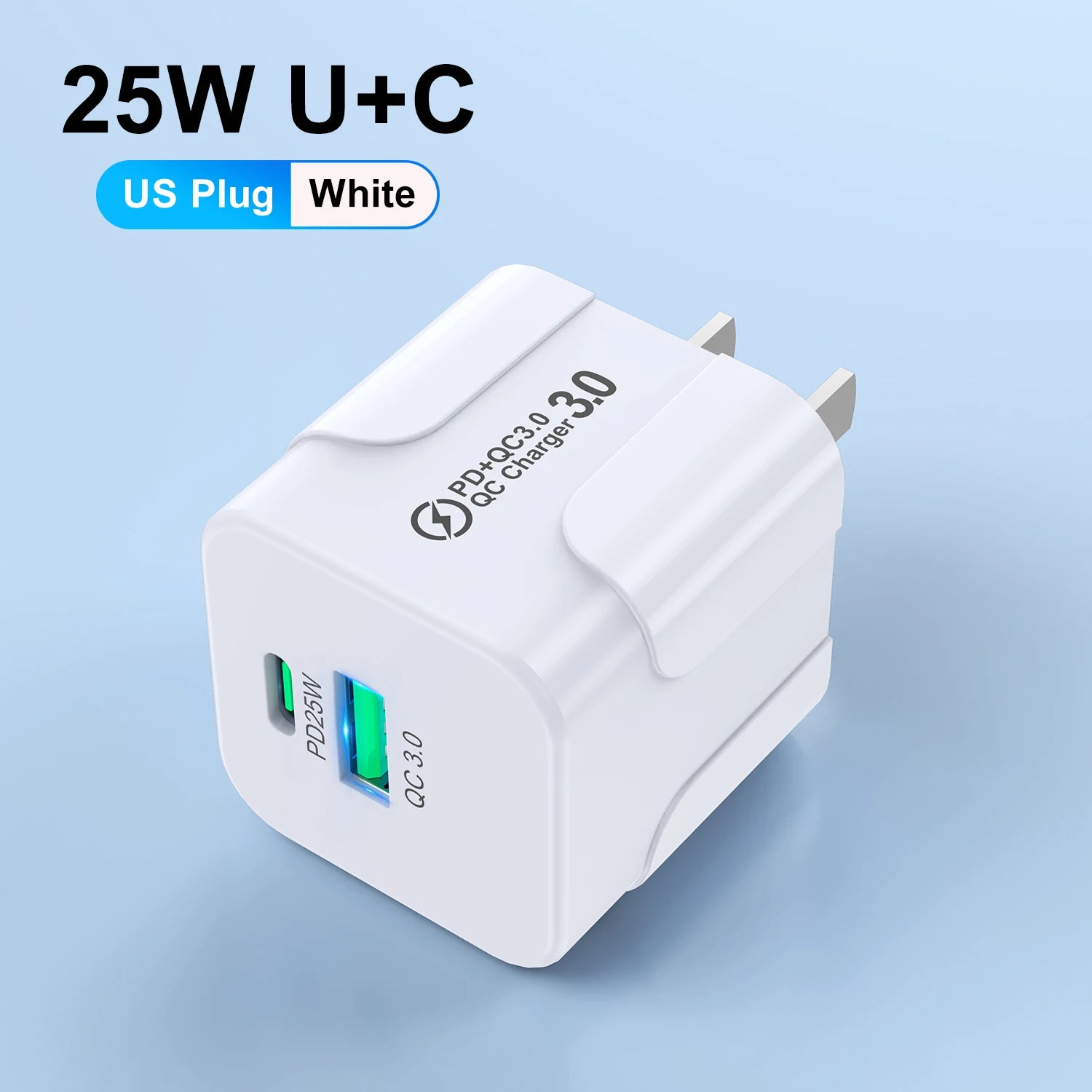 Compact Dual Port USB C Fast Charger 25W Travel Adapter - Smarsty