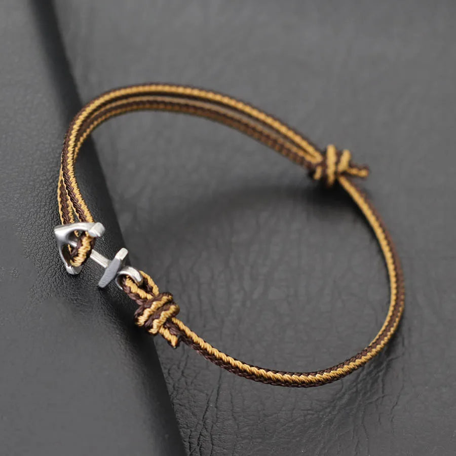 Men's Anchor Bracelet Adjustable Marine Rope Jewelry - Smarsty