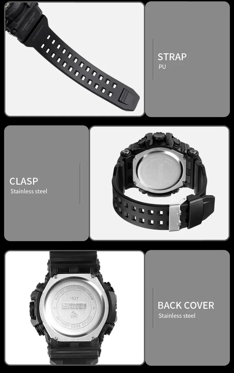 Skmei 1637 Waterproof Sport Wristwatch with Dual Movement - Smarsty