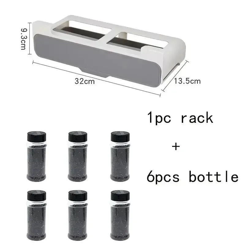 Plastic Seasoning Bottle Storage Rack Kitchen Seasoning Bottle Punch-free Adjustable Multi-functional Seasoning Jar Set