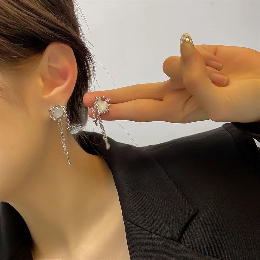 Trendy Star Tassel Clip Earrings for Women Fashion Jewelry - Smarsty
