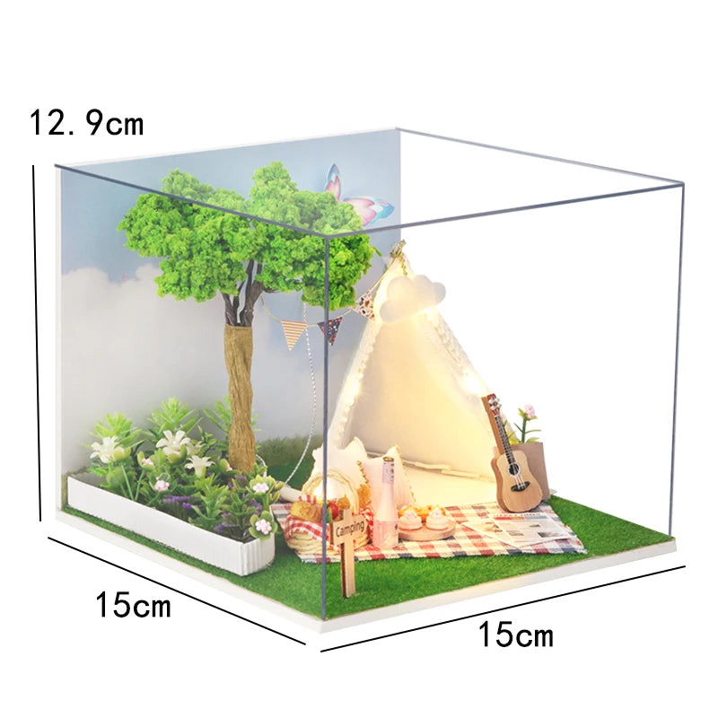 DIY Wooden Miniature Doll House Model Building Kits Small House Toy With Furniture For Children Gift Wooden Crafts Dollhouse by Smarsty