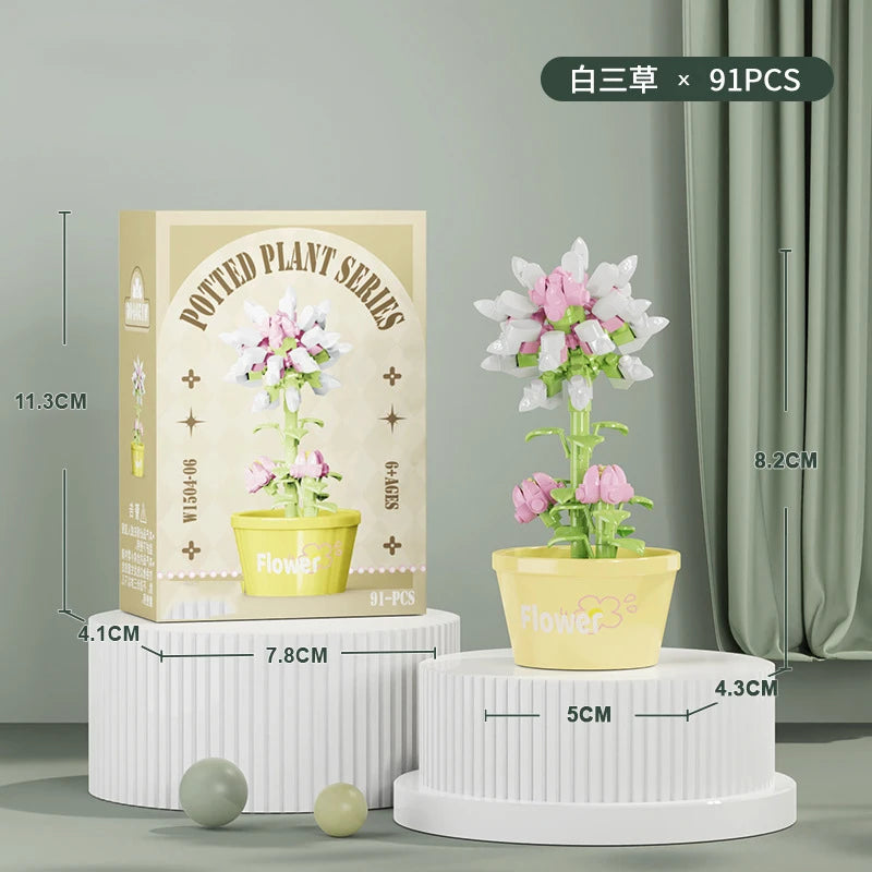 Bouquet Flower Mini Diy Building Block Toys for Children Bricks Blocks for Adults Constructor Micro Bricks Construction Set Gift