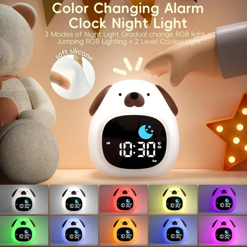 Puppy-Shaped Kids Alarm Clock with Night Light - Smarsty