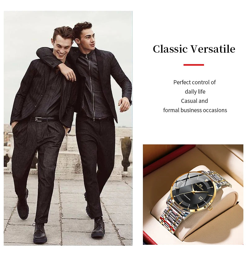 Luxury Stainless Steel Men's Watch with Rhinestones - Smarsty