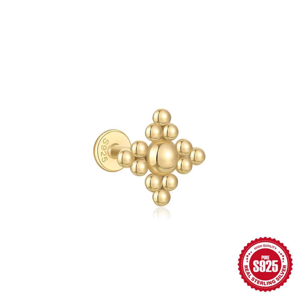 925 Silver Star Moon Zircon Stud Earrings Hypoallergenic - Smarsty