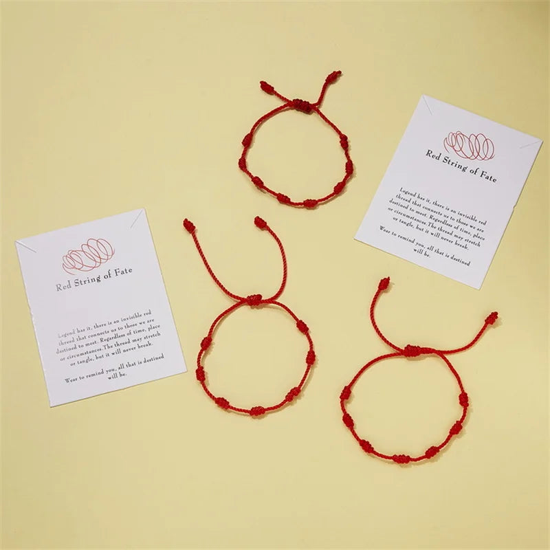 Handmade 7 Knots Red String Bracelet Set for Luck - Smarsty