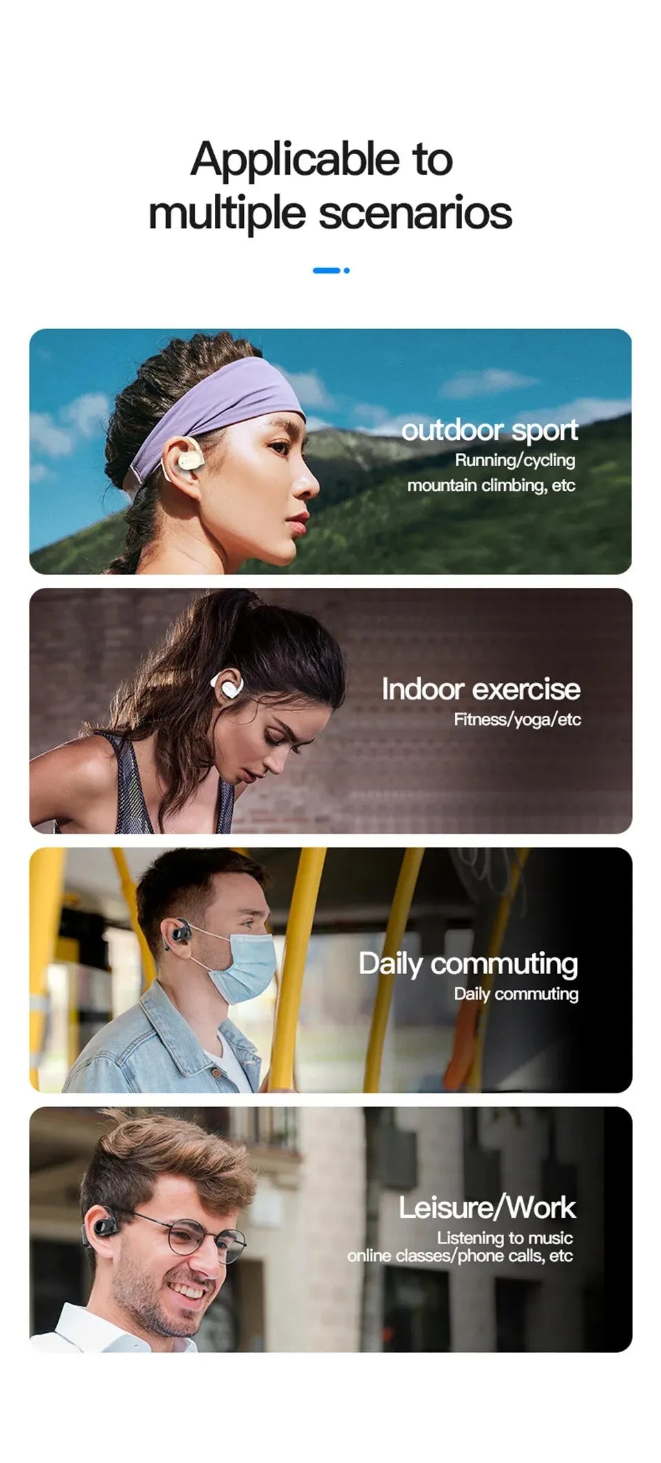 Wireless Bluetooth Headphones Bone Conduction Noise Canceling - Smarsty