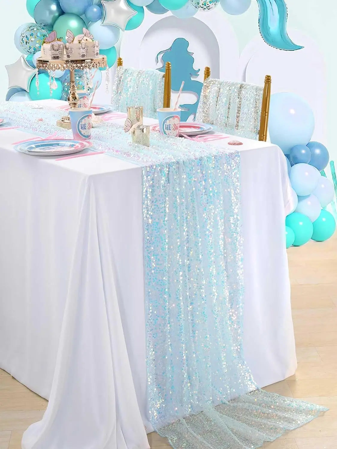 Glitter Iridescent Sequin Table Runner for Elegant Events - Smarsty