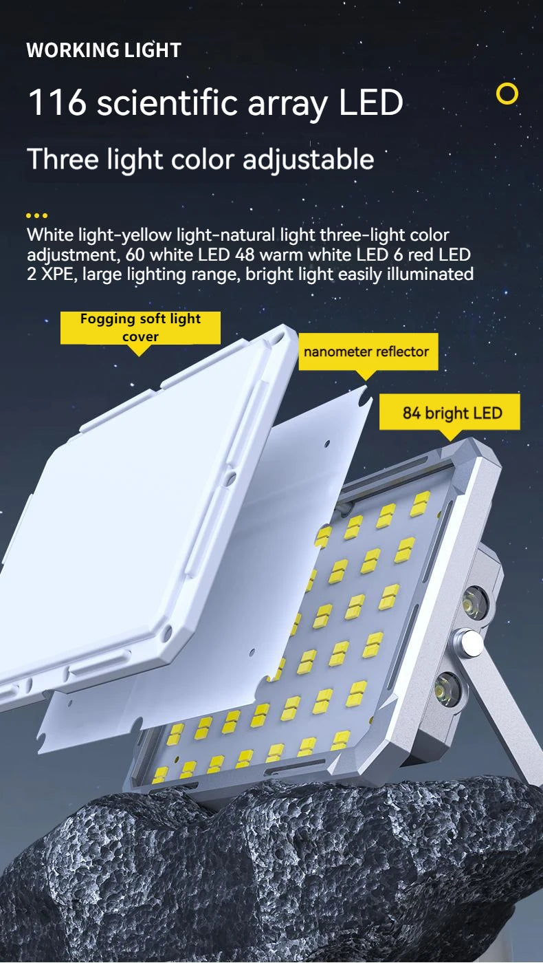 Portable LED Camping Tent Light Rechargeable Searchlight High Power Outdoor Emergency Lighting Waterproof Hanging Night Lamp