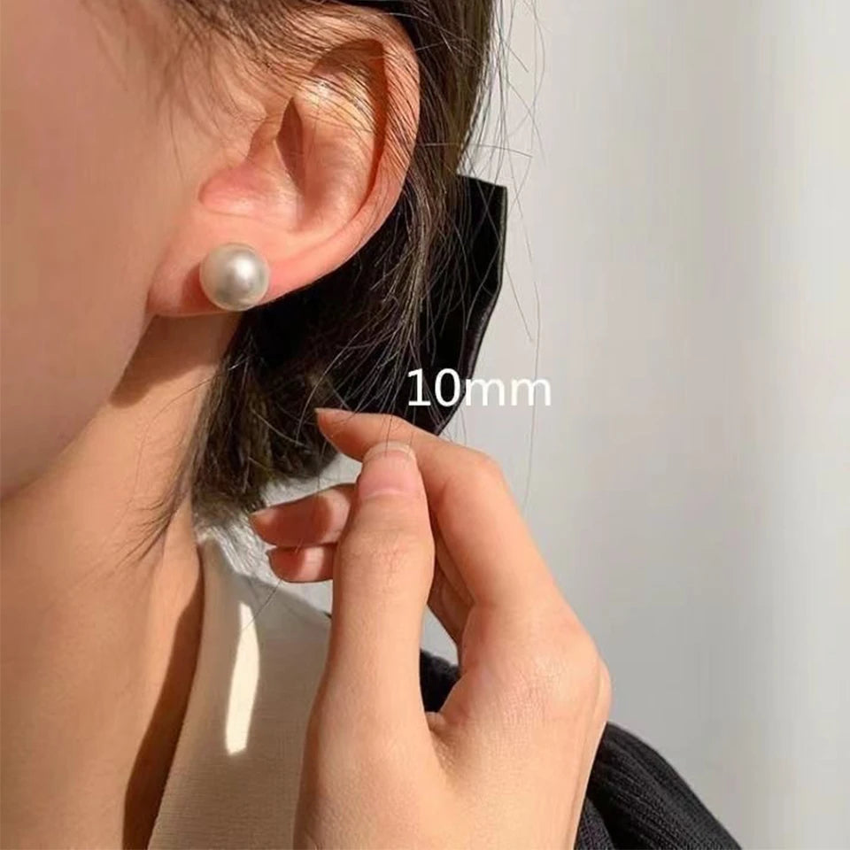 Elegant Rose Stud Earrings With Imitation Pearl Pink Tulip - Smarsty