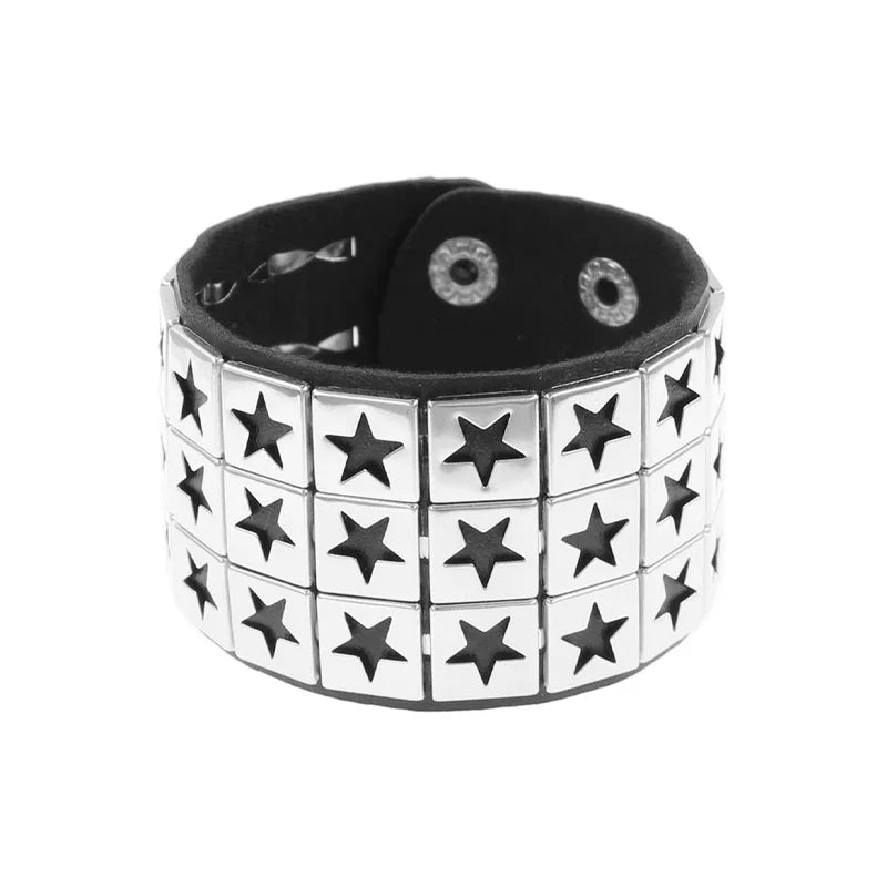 Punk Leather Bracelet with Metal Rivets for Men and Women - Smarsty