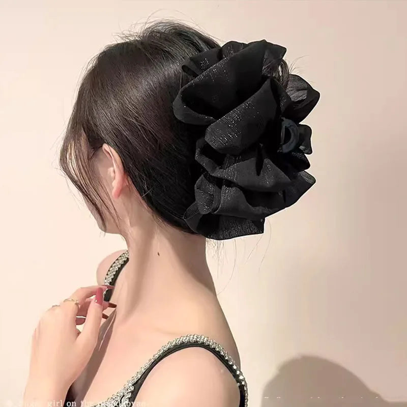 Elegant Chiffon Hair Claw Clip Large Three Layer Bow - Smarsty