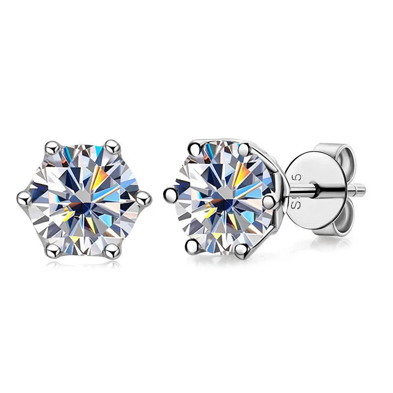 1 CT D Color Moissanite Stud Earrings Sparkling 925 Silver - Smarsty