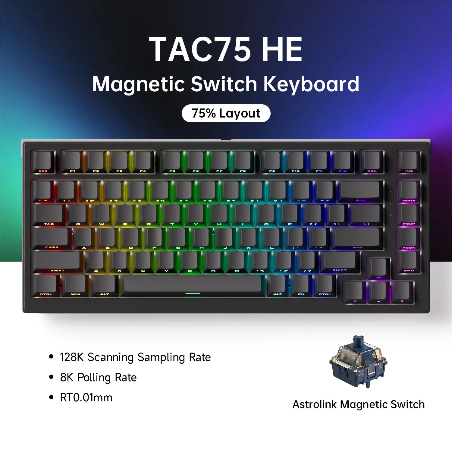 Magnetic Switch Mechanical Keyboard 75 Percent RGB Gaming