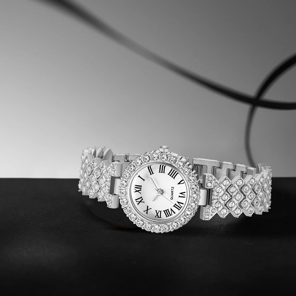 Luxury Silver Women's Quartz Watch Set for Her - Smarsty