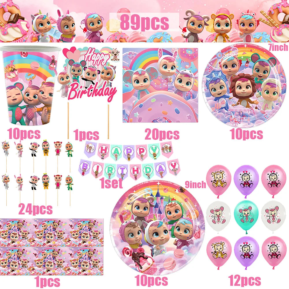 Cry Babies Birthday Party Decorations Tableware Set - Smarsty