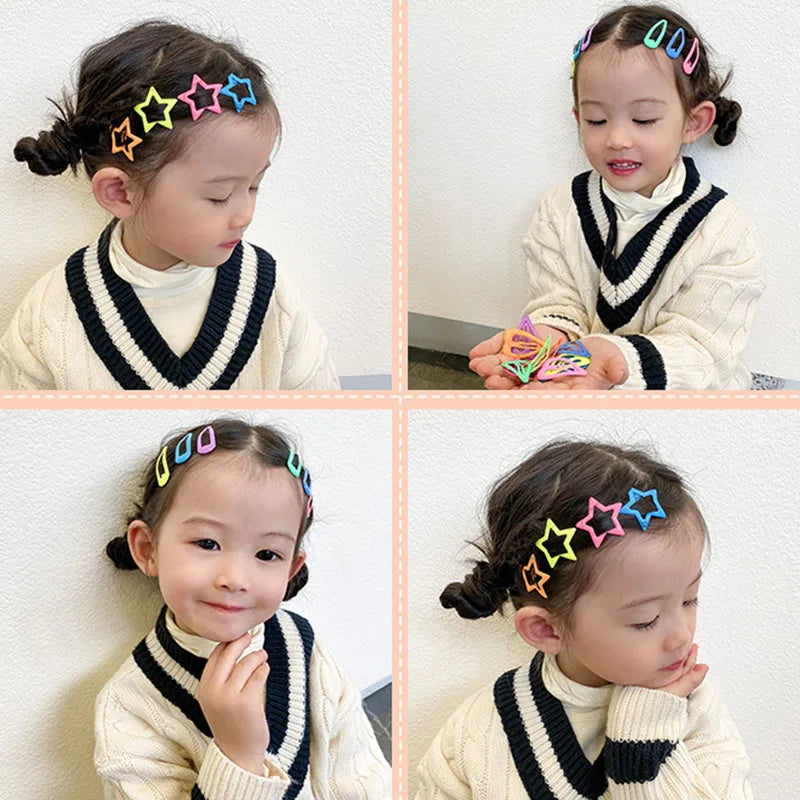 Cute Colorful Star Hair Clips Set for Girls - Smarsty