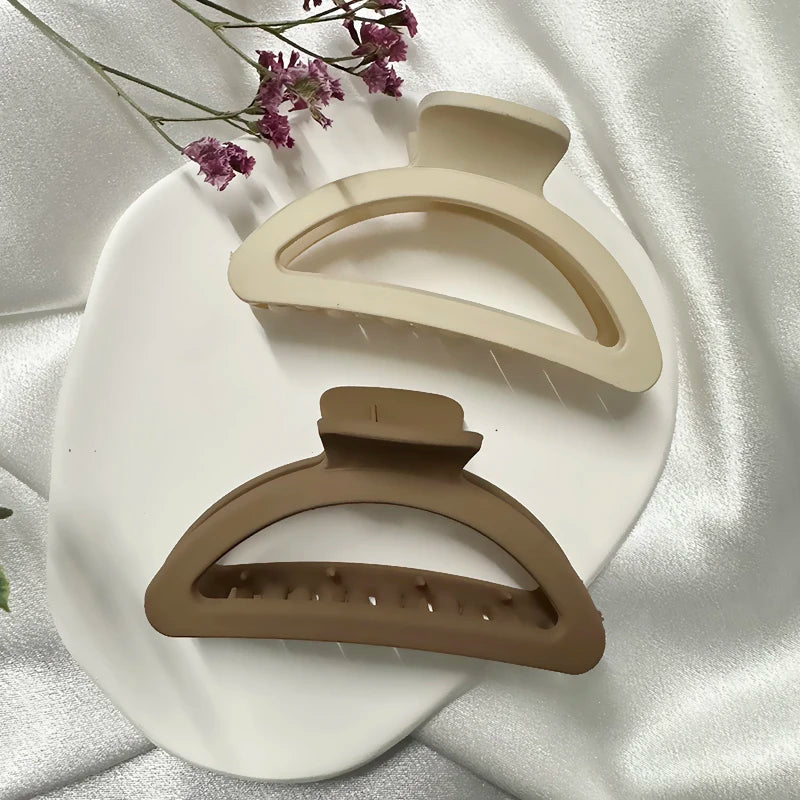 Korean Coffee Beige Acrylic Geometric Hair Claw Clip Large - Smarsty