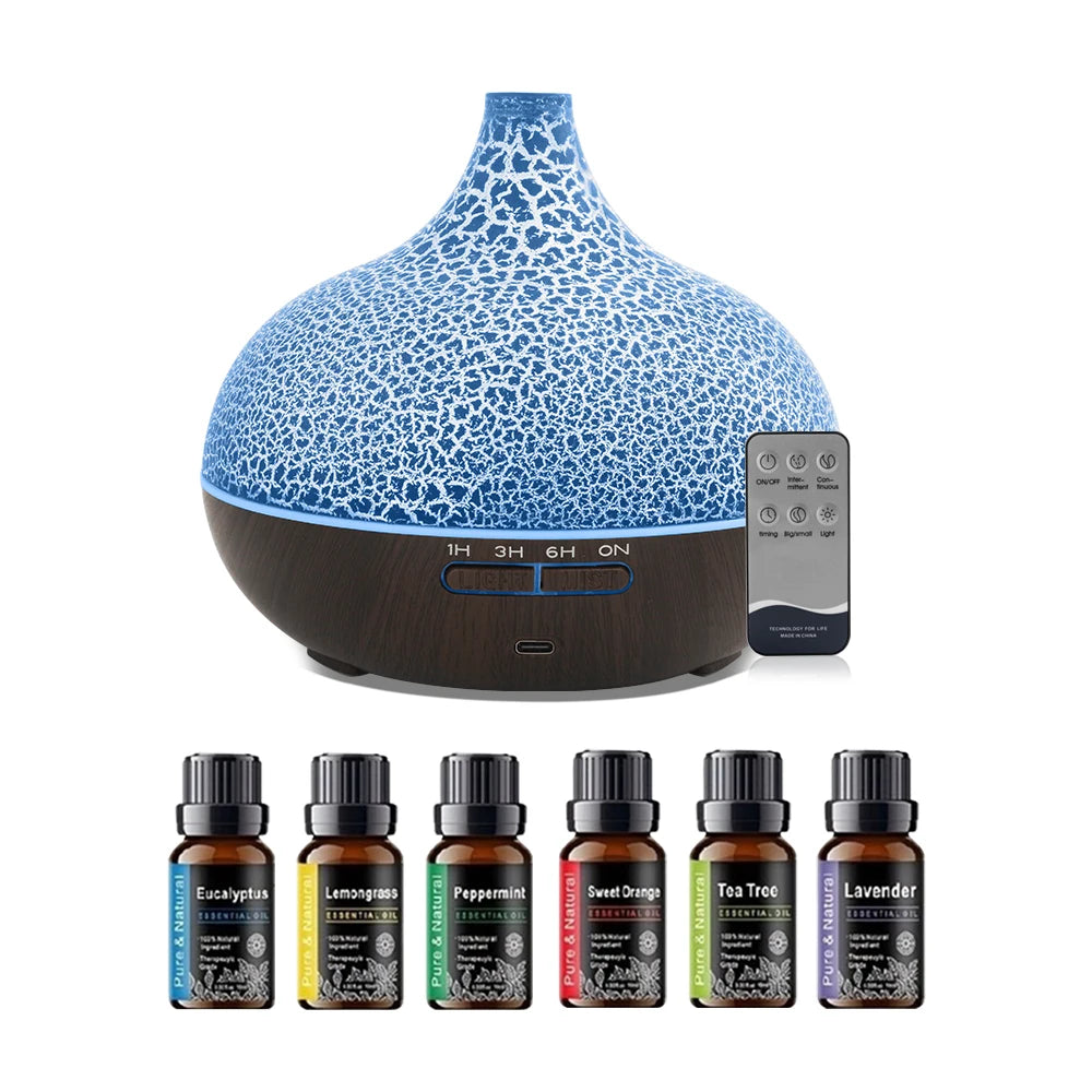 550ml Ultrasonic Humidifier with 7 Colors LED Lights Aromatherapy Essential Oil Diffuser Water Tank