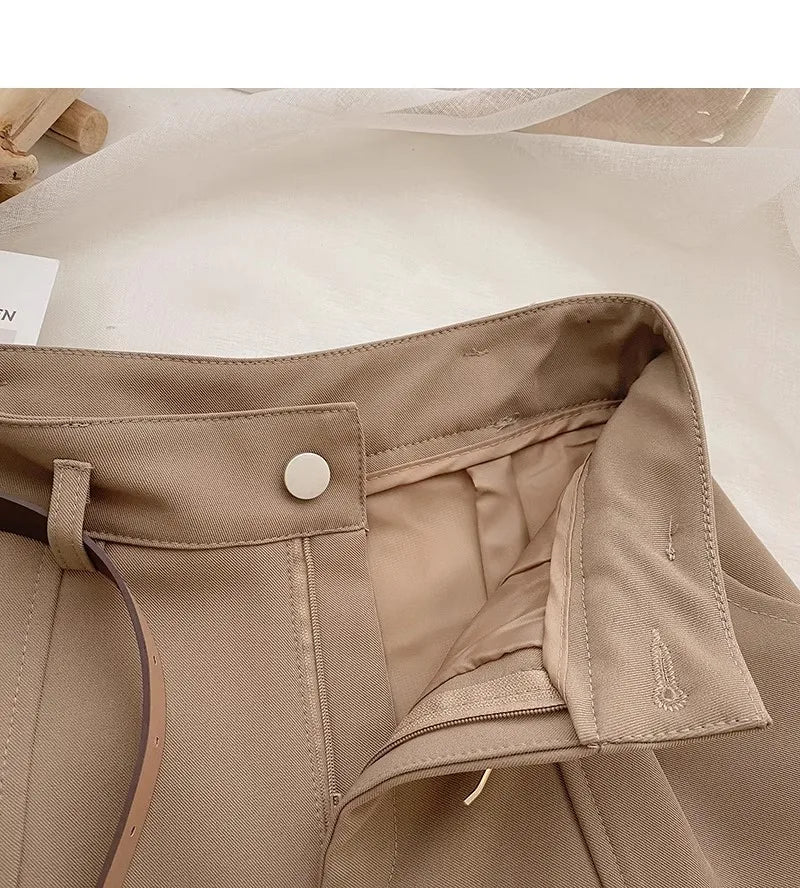 Casual Women A-Line Shorts Fashion Office Lady Commute Vintage Solid High Waist Short Pants Casual Streetwear Summer Trousers - Smarsty