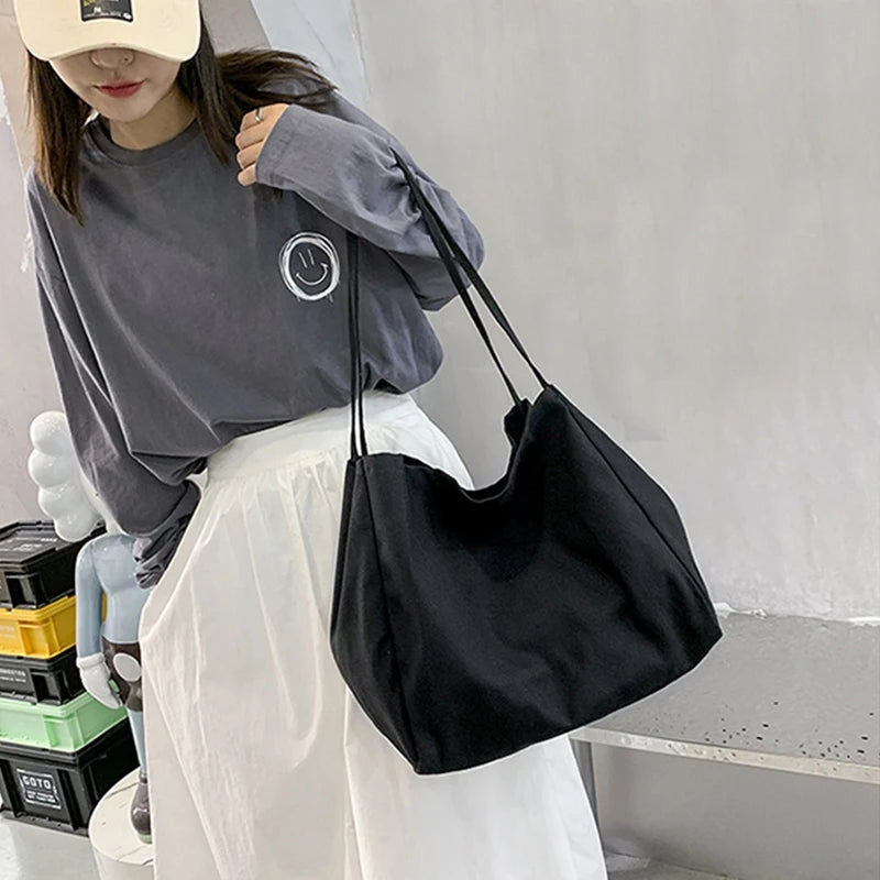 Large Capacity Canvas Shopper Tote Reusable For Women - Smarsty