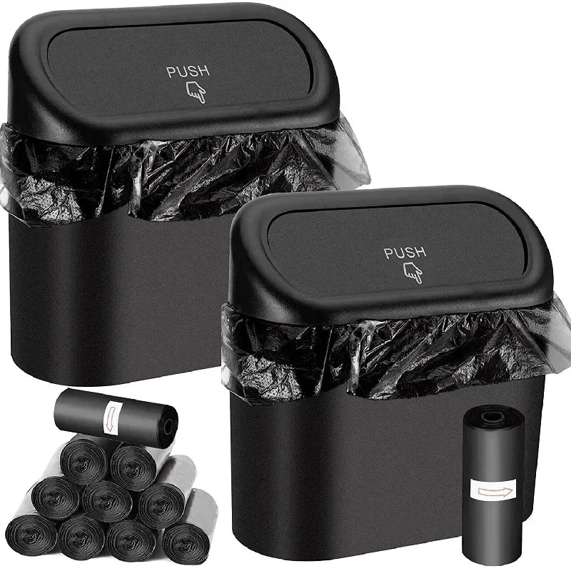 Car Trash Can (with Lid) Contains 60 (300) Garbage Bags, Small Car Trash Can, Leak-proof Mini Car Accessories - Smarsty