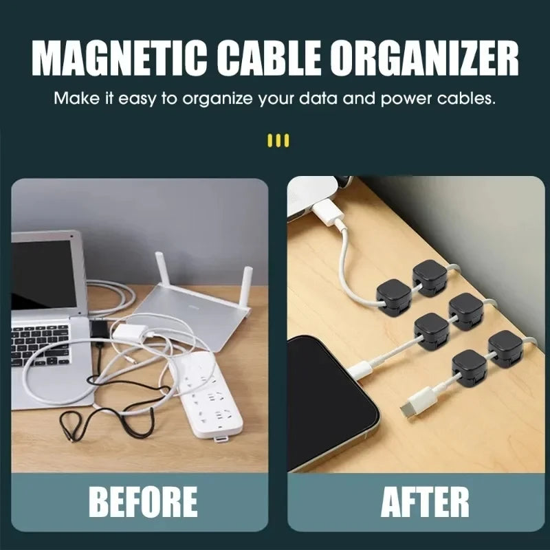 Magnetic Cable Clip Cable Holder Adhesive Wire Keeper Cord Cable Organizer for Home Office Under Desk Management - Smarsty
