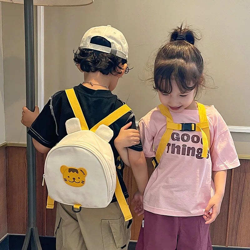 Canvas Baby Backpack Anti Lost Kids School Bag Bear Travel - Smarsty