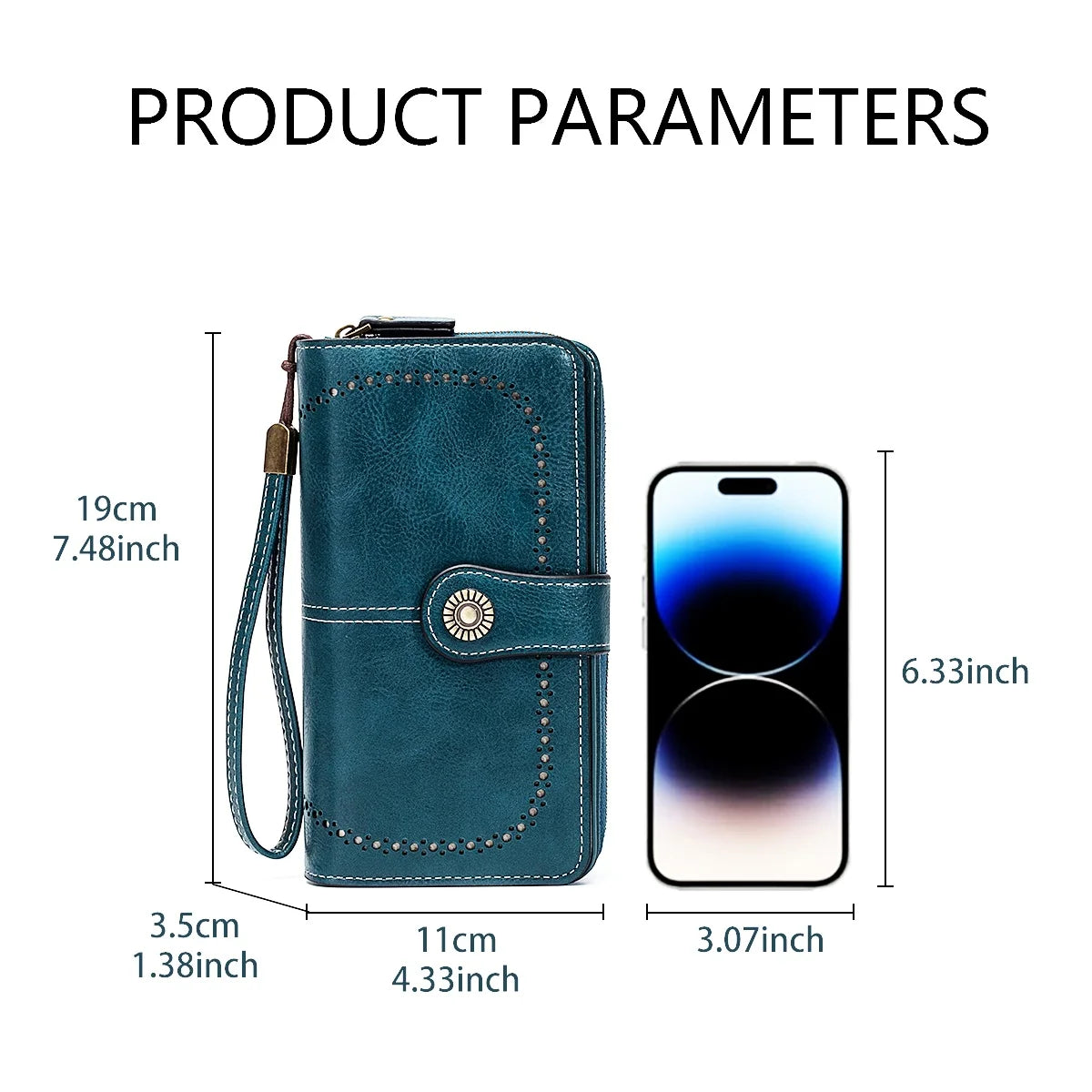 Rfid Anti-Theft Wallet for Men and Women, European and American Retro Leather Long Wallet Clutch, Oil Wax Leather Cut Out Multi-Card Slot Wallet, Large Capacity Zipper 70% off Clutch Bag, Card Holder Coin Purse Hand Bag - Smarsty