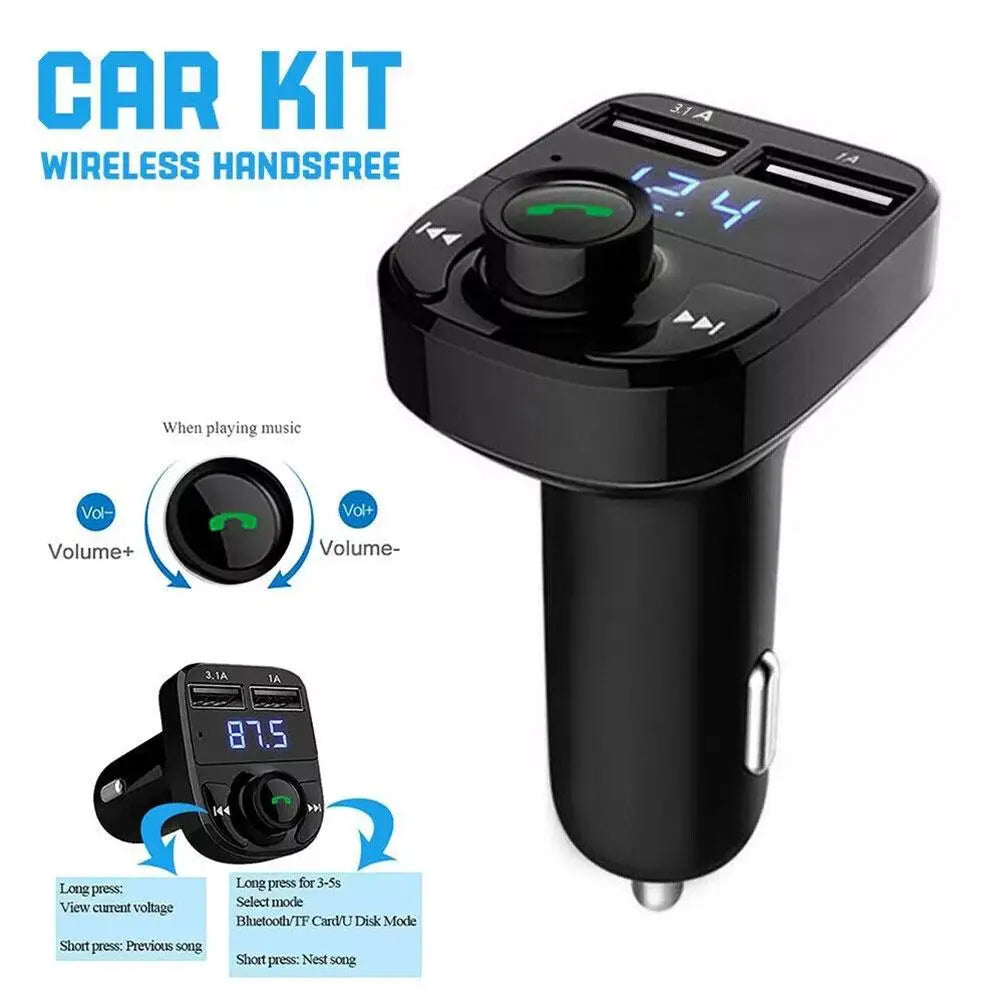 Wireless Bluetooth Car Charger With FM Transmitter Dual USB - Smarsty