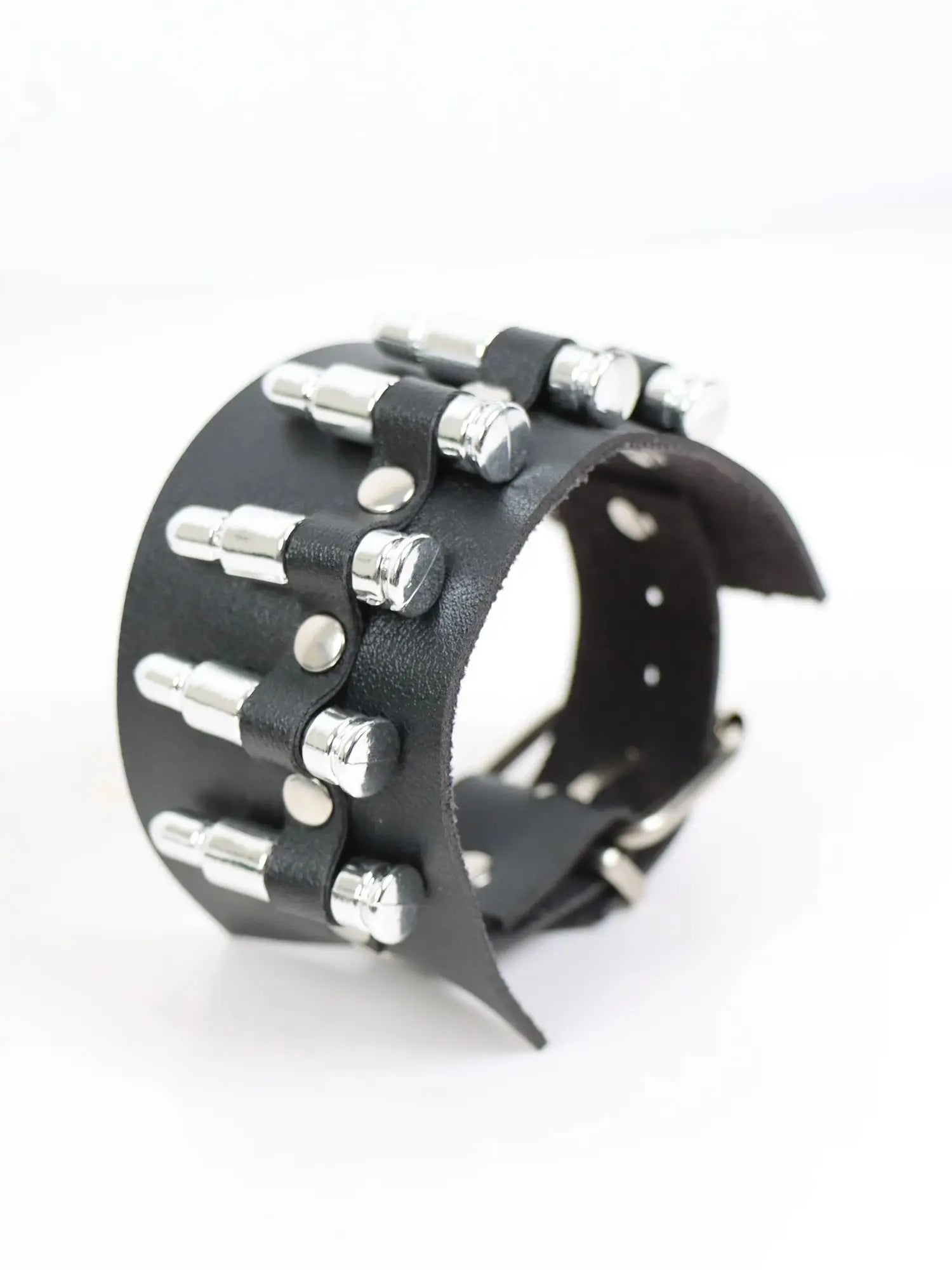 Vintage Leather Cuff Bracelet Adjustable Gothic Punk Jewelry - Smarsty