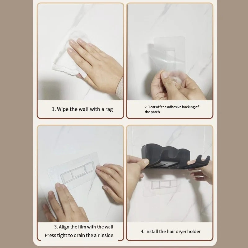 Wall Mounted Hair Dryer Storage Rack for Bathroom - Smarsty