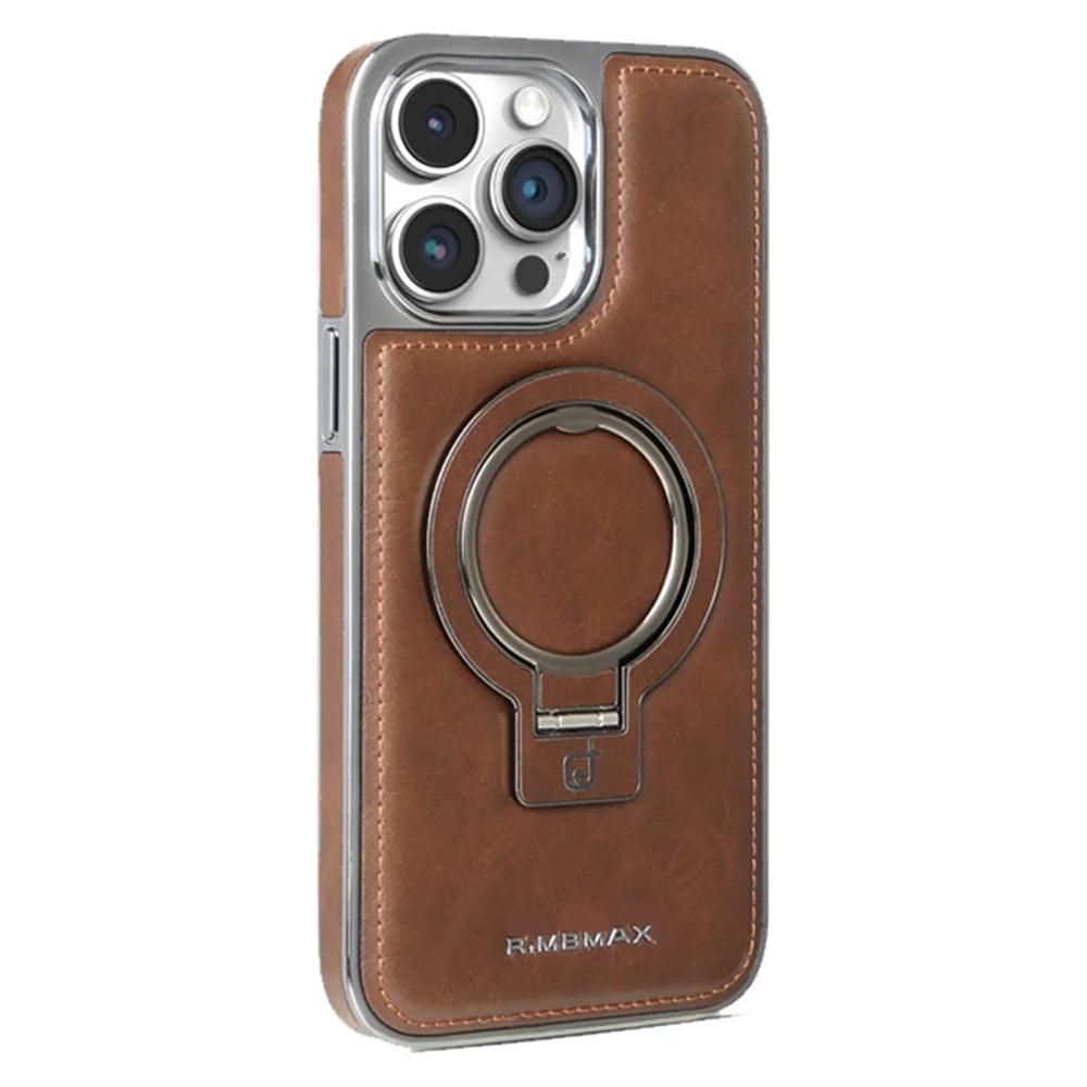Luxury PU Leather Magnetic Stand Phone Case For iPhone 17 16 15 14 13 12 Pro Max for Magsafe Wireless Charging Shockproof Cover