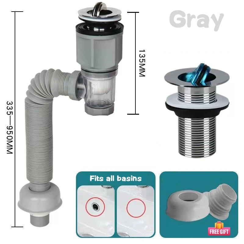 Flexible Anti-Odor Drain Pipe Set for Kitchen and Bathroom - Smarsty