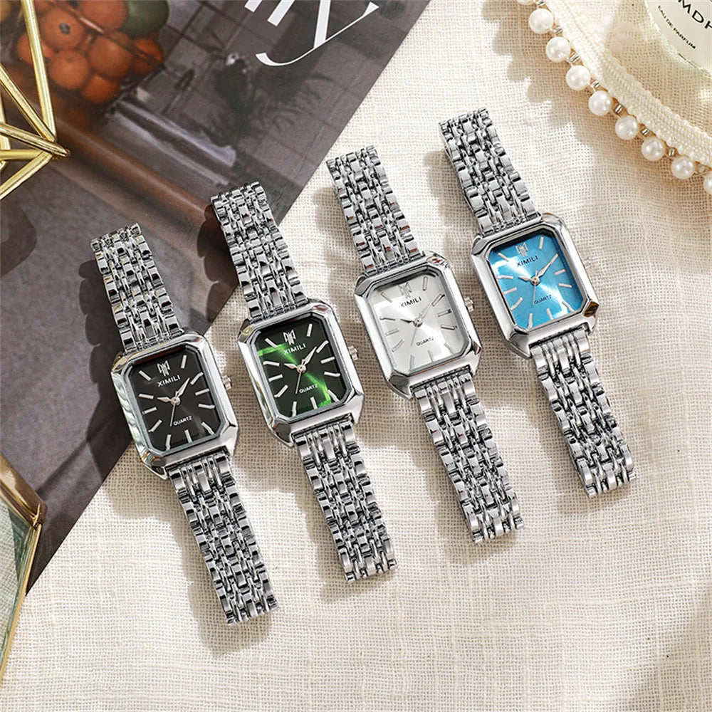 Women's Luxury Square Quartz Watch with Gold Alloy Strap - Smarsty