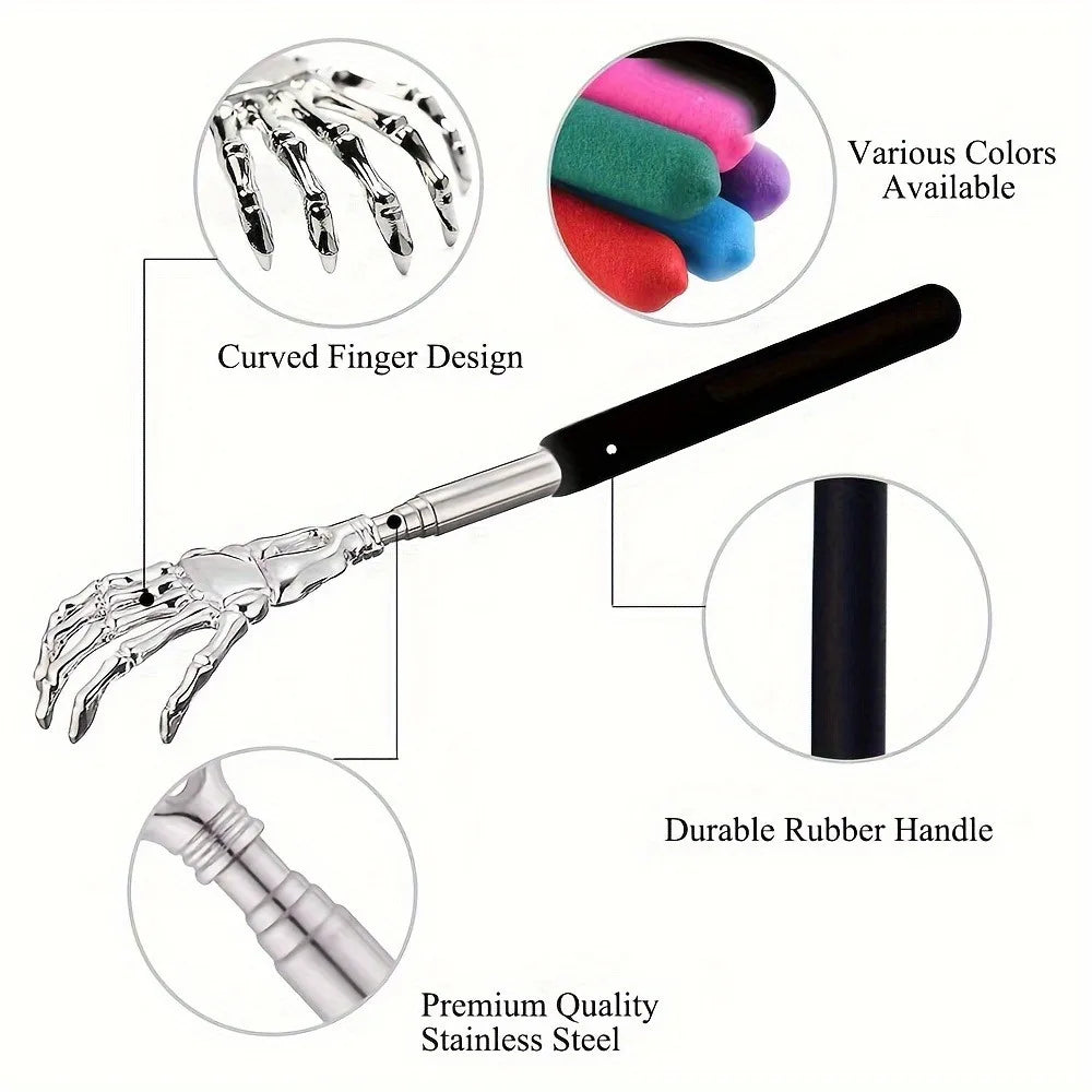 Portable Extendable Back Scratcher Stainless Steel Telescoping Back Scratcher for Both Human and Pets Extendable Back Massager - Smarsty