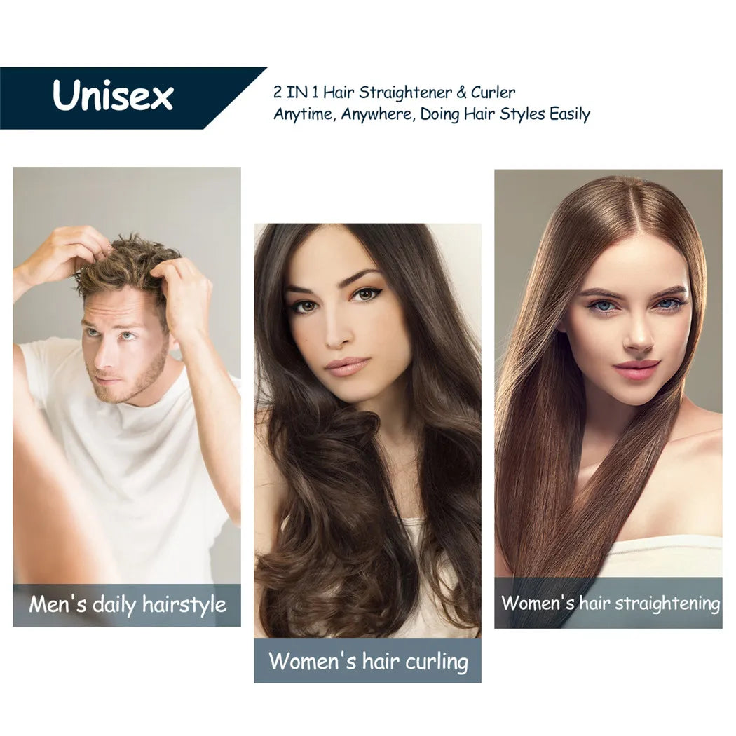 CkeyiN Mini Hair Flat Iron 2 in 1 Portable Straightener and Curler - Smarsty