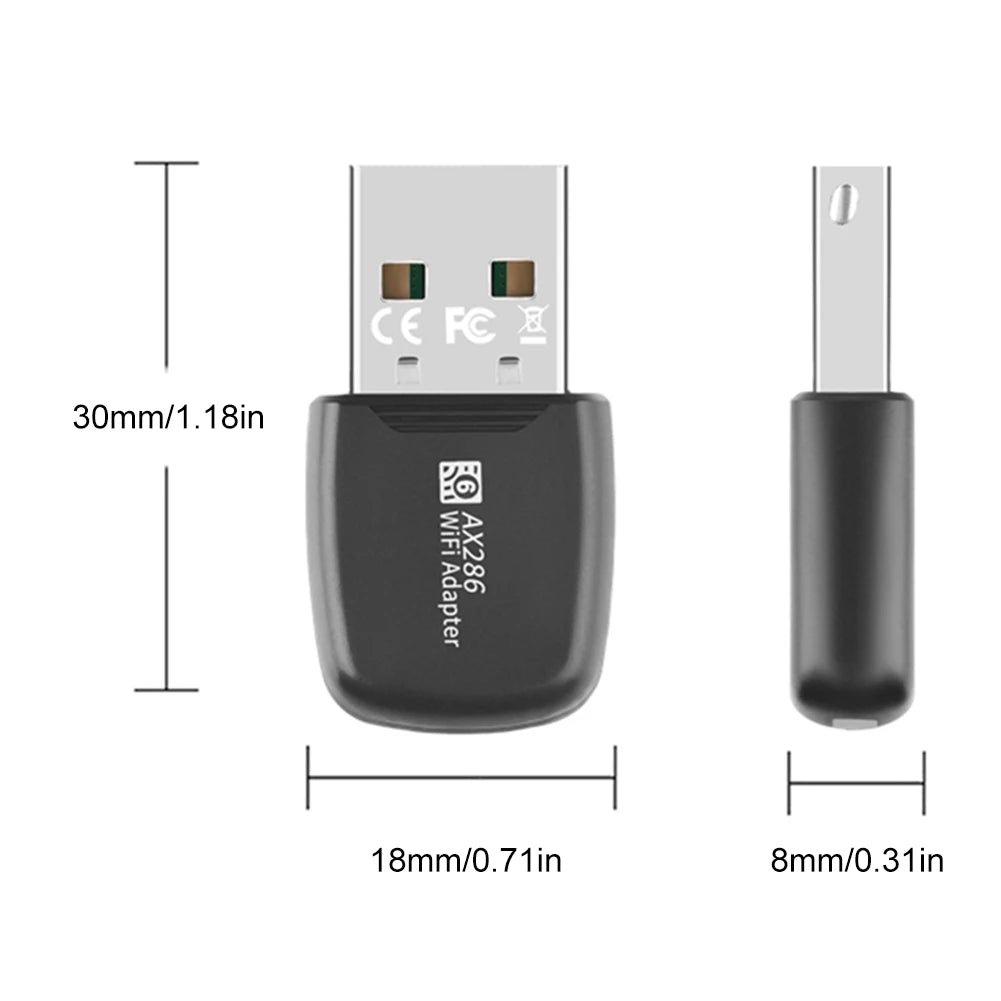 USB WiFi 6 Adapter Mini USB WiFi Card Adapter 2.4GHz 286.8Mbps Wireless Network Receiver For PC/Laptop Windows7/10/11